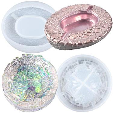 Imagem de FUNSHOWCASE Kit de moldes de silicone de resina epóxi para cinzeiro, kit de fundição de ninho de pássaros e paisagem de ruína, pacote com 2, tamanho grande 12,7 cm