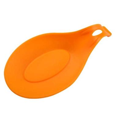 Imagem de Grey990 1 peça de silicone de grau alimentício, descanso de colher resistente ao calor, suporte de espátula para utensílio de cozinha laranja