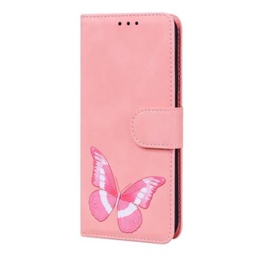 Imagem de Hee Hee Smile Capa de telefone para Motorola Moto E7 Retro Phone Leather Case Simplicidade Capa de telefone padrão borboleta Flip Back Cove