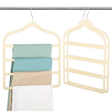 Imagem de HOLTTER Kit 10 Cabides De Veludo Para Calças, Saia, Toalhas, Lenços - Calceiro Aveludado Multifuncional Resistente (Bege)