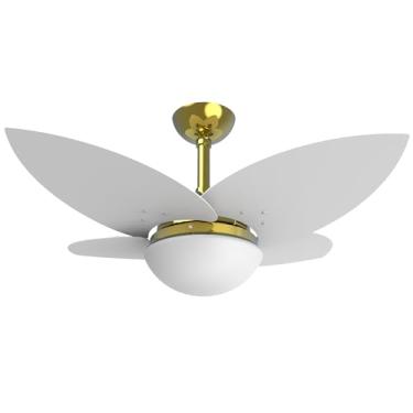 Imagem de Ventilador De Teto Lótus 1025 Com 4 Pás Mdf Luxo Marca Infinity (220v, DOURADO COM PÁS BRANCO)