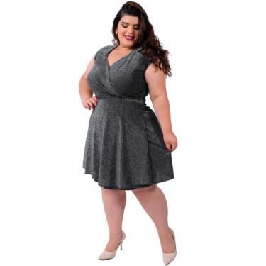 Imagem de Saia Brilho Lurex Envelope Curta Transpassada Plus Size Catwalk Feminina Branca-Feminino