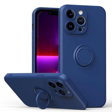 Imagem de Capa de anel magnético de silicone original para iPhone15 11 12 13 14 Pro XS Max XR XS X 6 6S 8 7 Plus Capa de dedo com suporte macio, azul, para iPhone 11 Pro
