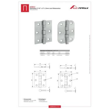 Imagem de Dobradiça reta cromado dob41 - FERMAX