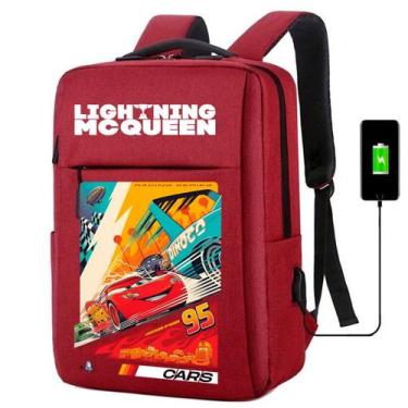 Imagem de Mochila USB Escolar Estampa Infantil Carros Notebooks, Trabalho Escola