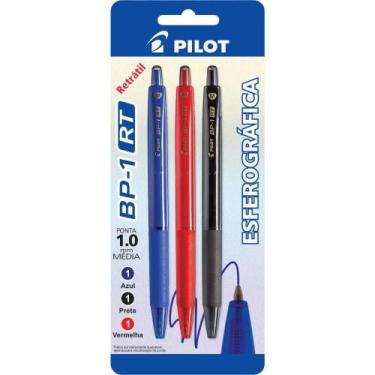 Imagem de Caneta Esferográfica Pilot BP-1 Retrátil 1.0MM AZUL/PRETO/VERMELHO Bli