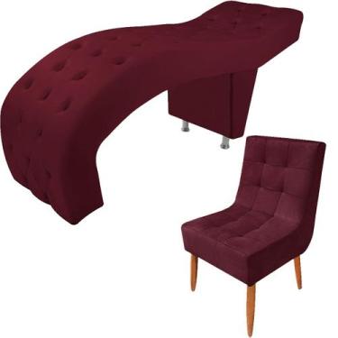 Imagem de Maca Para Estética Luxo com Cadeira Poltrona Veludo Bordô - Sard