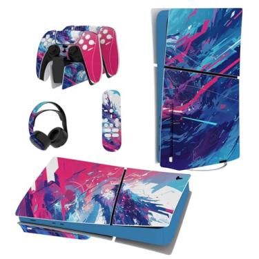 Imagem de PlayVital Conjunto completo de adesivos para ps5 Slim Console Disc Edition (o novo design menor), capa de decalque de vinil para controle ps5, fone de ouvido e estação de carregamento - Neon Dragoon