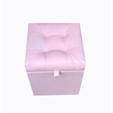 Imagem de Puff baú quadrado 1 lugar 36x36 cm rosa claro material sintético - NEG
