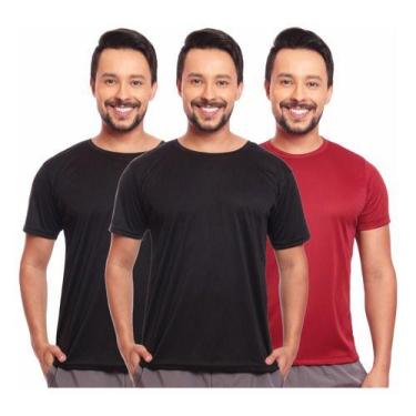 Imagem de Kit 3 Camisas Básicas Masculina Dry Fit Lisa Tradicional - MC Digital,