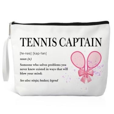 Imagem de Xipromi Bolsa de maquiagem com definição de capitão de tênis, bolsa de cosméticos engraçada para tenistas, presentes para mulheres, presentes para amantes de tênis para ela, presentes de equipe de