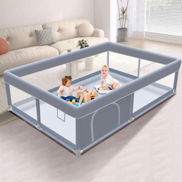 Imagem de Playpen Infantil XVISHX 165x125cm - Tecido Antialérgico Cinza