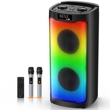 Imagem de Máquina de Karaokê Fansbe com Bluetooth - 2 Microfones Pretos