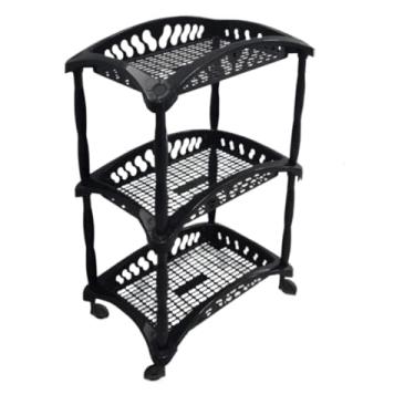 Imagem de Organizador Triplo Vertical Fruteira Preto 3 Andares Cestos Com Rodinhas Arquiplast