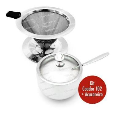 Imagem de Kit Coador De Café Reutilizável 102 + Açucareiro Em Aço Inox - Uny