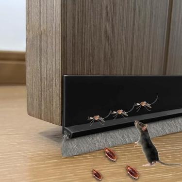 Imagem de DINGLIAN 1 escova de varredura de porta, rolha de rascunho para parte inferior, rolha de rascunho com escova para porta externa, tira de vedação inferior para proteção contra insetos, poeira, 5 cm L x