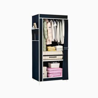 Imagem de Guarda Roupa Closet Dobrável Organizador com Capa de Tecido 1 Porta a prova de água- Azul Escuro