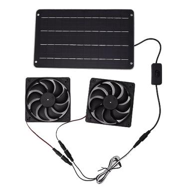 Imagem de 20W Solar Powerd Dual Fan 12V Eficiente Economia de Energia do Painel Solar Kit de Ventilador Solar Ingestão de Resfriamento de Resfriamento Ventilador para Galinha Estufa,