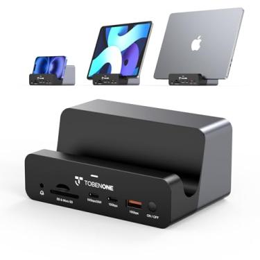 Imagem de TobenONE 18 em 2 MacBook Docking Station Dual Monitor 4K@60Hz, 150 Power Adapter, 20W Charging, USB C Docking Station with 2 HDMI&DP, 7 USB, 2.5Gbps Ethernet, 2 Audio, Dock Stand for MacBook Pro 1