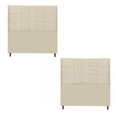 Imagem de Kit Cabeceira Barcelona Estofada Casal 144Cm New Foam Botão Tecido+Cabeceira Maveric Solteiro 94Cm New Foam 