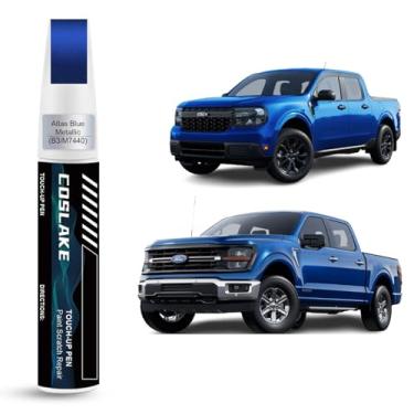 Imagem de COSLAKE Tinta de retoque de carro (Atlas Blue Metallic(B3/M7440)) para Ford, kit de reparo de arranhões de pintura de carro, solução rápida e fácil de reparar, caneta removedor de arranhões 2 em 1 com