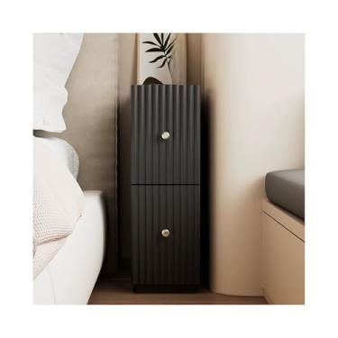 Imagem de Mesa De Cabeceira Estreita De Madeira Com Gavetas, 19" De Altura, Moderna Para Sofá, Dormitório E Espaços Pequenos(Black)