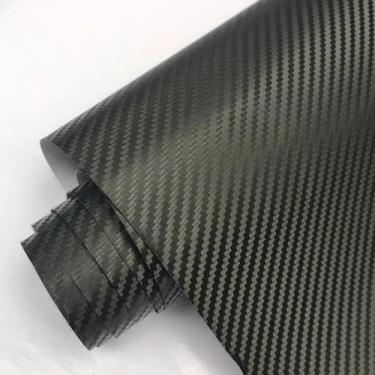 Imagem de Filme de Envelopamento de Carro em Vinil Fibra de Carbono Preto - 3D/4