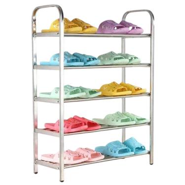 Imagem de Sapateira Prateleira Inox 5 Andares Tenis Sapato Sandalia Calçado Organizaçao Hall de Entrada Estante Rack Multiuso