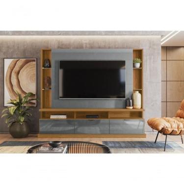 Imagem de Home Vigo 2024 Painel Para Tvs Até 70 Polegadas 3 Portas Jequitiba Cinza Perolizado