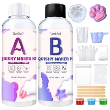 Imagem de Kit de gel para mole Taba, kit de apertar de borracha super macia de 200 ml, mistura de proporção 1:1 AB para máquina de apertar, kit de apertar FuFu para alívio de estresse com 2 moldes de pó flocado