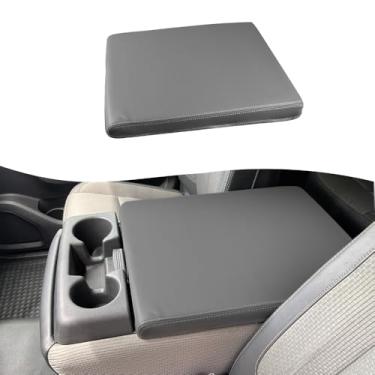 Imagem de DEYTOP Capa de console central para Nissan Titan 2004-2024 acessórios capa de apoio de braço para acessórios Nissan Titan protetor de apoio de braço de couro anti-arranhões (cinza)
