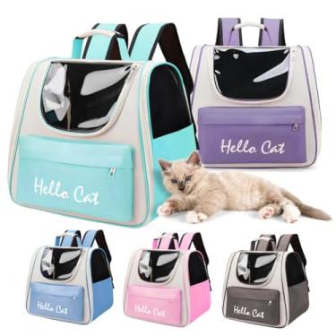 Imagem de Mochila Bolsa Pet Cães E Gatos Viagem Transporte Média (azul)