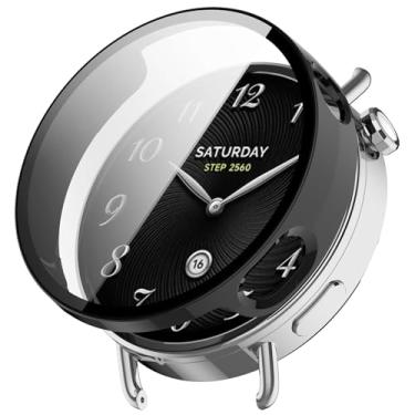 Imagem de LOKEKE Compatível com Xiaomi Watch S4 41 mm cobertura total PC capa protetora de tela de vidro temperado compatível com Xiaomi Watch S4 41 mm (preto)