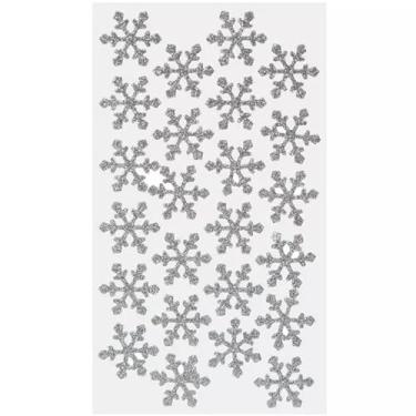 Imagem de Adesivos de glitter de espuma de floco de neve prata - 24 peças
