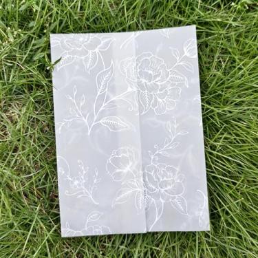 Imagem de SWANGSA Pacote com 100 jaquetas de veludo para convites de 12 x 18 cm, papel de velino rosa branca elegante, envoltórios translúcidos de 115 g/m² para envelopes de casamento, chá de bebê, aniversário