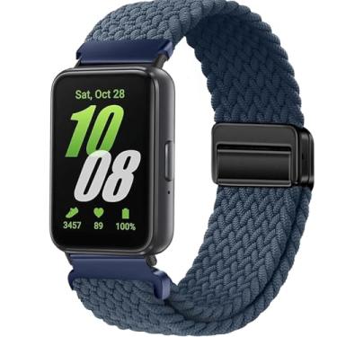 Imagem de Issinlky Pulseira trançada de nylon compatível com Galaxy Fit 3, pulseira de fivela magnética elástica para Galaxy Fit 3 SM-R390