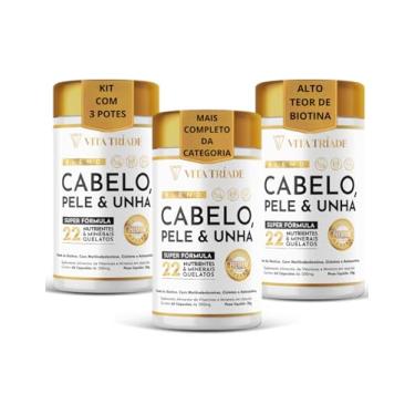 Imagem de Vitamina Cabelo Unha e Pele - 22 Nutrientes 180 Cápsulas - Fórmula sem Corante - Vita Tríade (3)