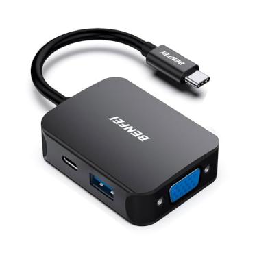 Imagem de Hub USB-C 4 em 1 Adaptador para HDMI e VGA, Multiporta para Notebook, MacBook e PC, Espelhamento e Extensão de Tela, Plug and Play, Preto, 000310black