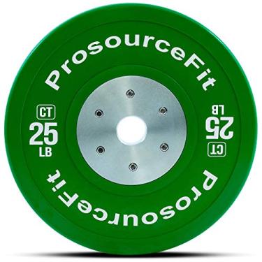 Imagem de ProsourceFit Placas amortecedoras de treinamento de cores competição, borracha com inserção de aço, 11,3 kg, calibradas para condicionamento cruzado, levantamento de energia, treinamento com pesos