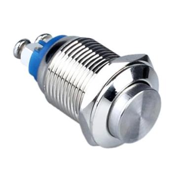 Imagem de DMWD Pacote com 2 interruptores de botão de pressão momentâneos de metal à prova d'água de 12 mm, terminais de parafuso de cabeça elevada, orifício de montagem de 1/5.1 cm 250V 3A 1NO