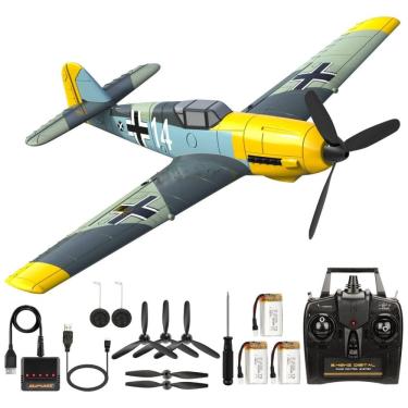 Imagem de Avião de Controle Remoto de 4 Canais com Estabilizador Giroscópio de 6 Eixos, Hélices Substituíveis e Acessórios, ANTSIR BF-109E