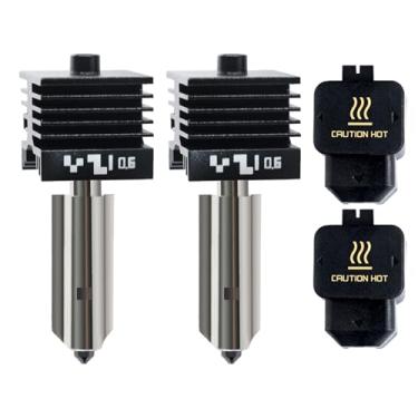 Imagem de IdeaFormer-3D Kit com 2 cabeçotes de impressão Hotend de 0,6 mm para P2S, H2S e H2D, com bico removível de aço endurecido para impressoras 3D a laser Bambu Lab P2S, H2S, H2D, H2D Combo, A1 e A1 Mini.