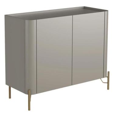 Imagem de Buffet Para Sala De Jantar 2 Portas 1 Gaveta Pés Industrial Dourado Na