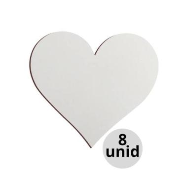 Imagem de Kit 8 Tábua de Frios Coração MDF 3mm Branco Para Presentes Decoração M
