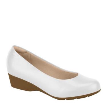Imagem de Sapato Feminino Salto Baixo Modare Anabela Conforto 7014.200, Branco, 
