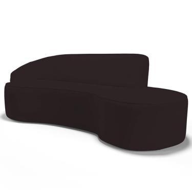 Imagem de Sofá Living 3 Lugares 230cm Braço Esquerdo Mozart D06 Sintético Marrom - Mpozenato