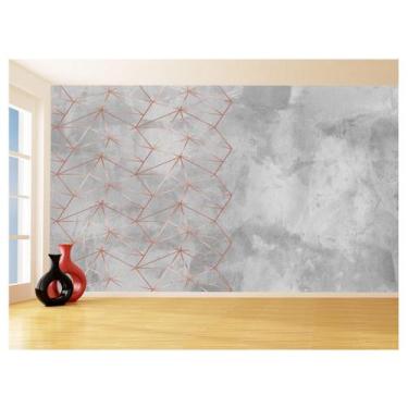 Imagem de Papel De Parede 3D Concreto Linhas Dourado Rose 3,5M Kkt259 - Você Dec