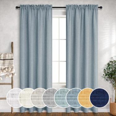 Imagem de Cortinas Mrs.Naturall Light Blue Linen, sala de estar com 260 cm de co
