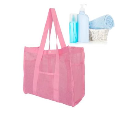 Imagem de de praia – de piscina, à prova d'água reutilizável organizador de brinquedos grandes bolsas de armazenamento para crianças, natação, férias, acampamento, cruzeiro, Rosa, Refer to