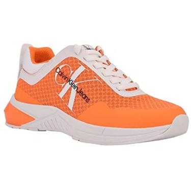 Imagem de Calvin Klein Tênis feminino Sasha, Laranja/branco, 10